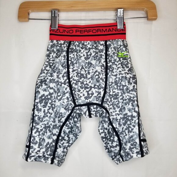 MIZUNO PERFORMANCE baseball shorts SLIDING gray camo sz YS youth PADDED SIDES - Picture 1 of 12